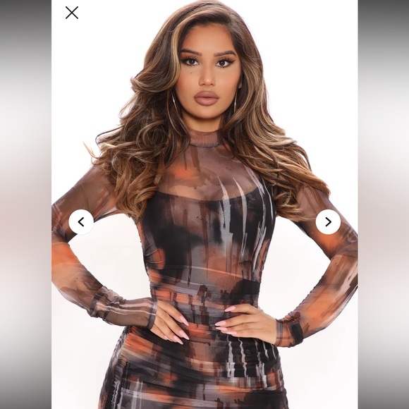 Fashion Nova-Jocelyn Mesh Midi Dress - Black/combo size S - Picture 3 of 7